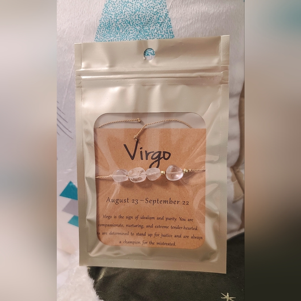 Virgo Zodiac Bracelet with Clear Beads